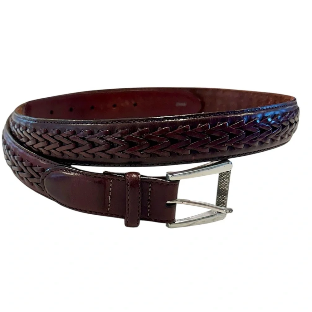 Orvis Women's Woven Braid Detail Brown Leather Belt